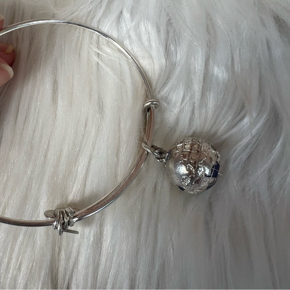 Alex and Ani Shiny Silver Globe Charm Bangle Bracelet - Picture 3 of 3